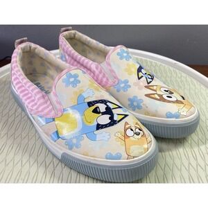 Bluey & Bingo Womens slip-on Canvas shoes Blue&Pink Sneakers Sz.9.5